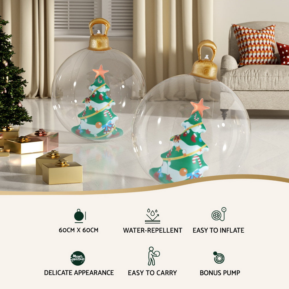Jingle Jollys Christmas Inflatable Ball 60cm Tree Decoration Giant Bauble Clear - ShopFrenzy