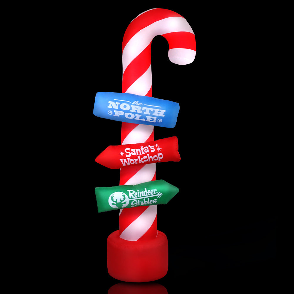 Jingle Jollys Christmas Inflatable Candy Pole 2.4M Illuminated Decorations - ShopFrenzy