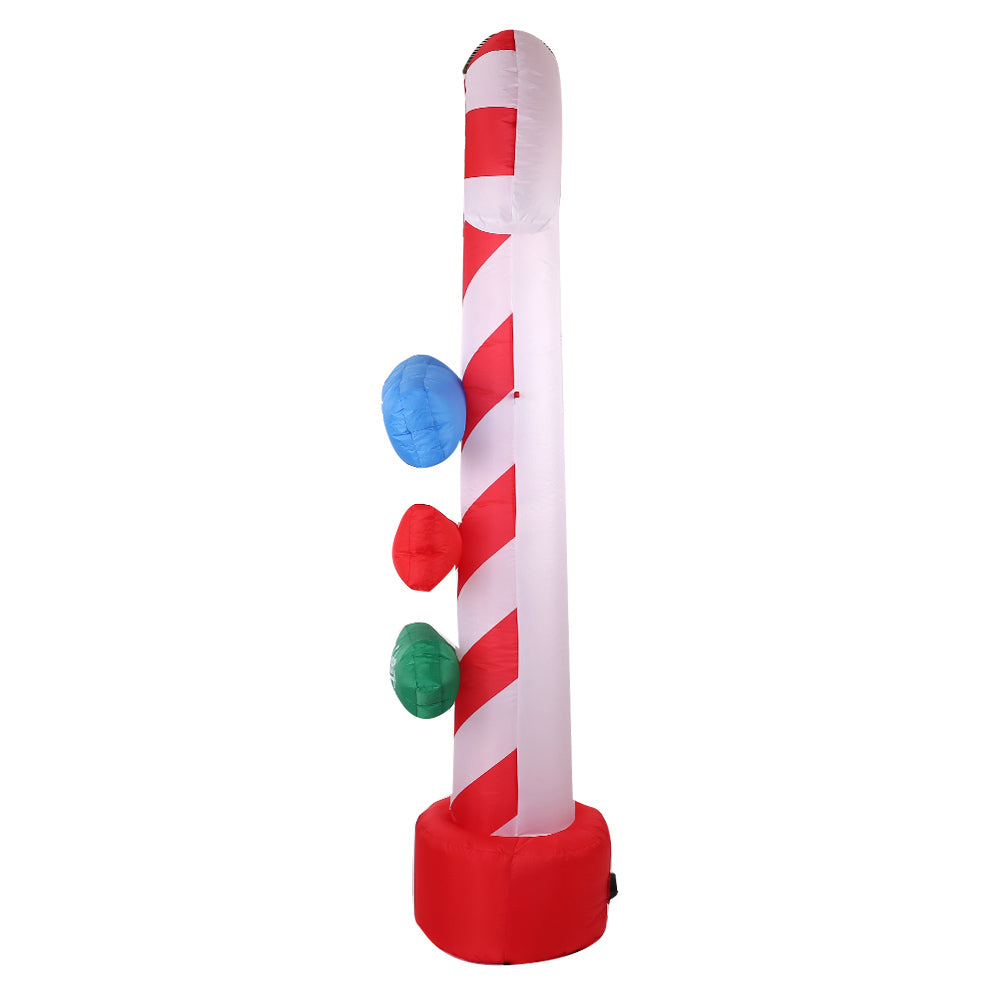 Jingle Jollys Christmas Inflatable Candy Pole 2.4M Illuminated Decorations - ShopFrenzy