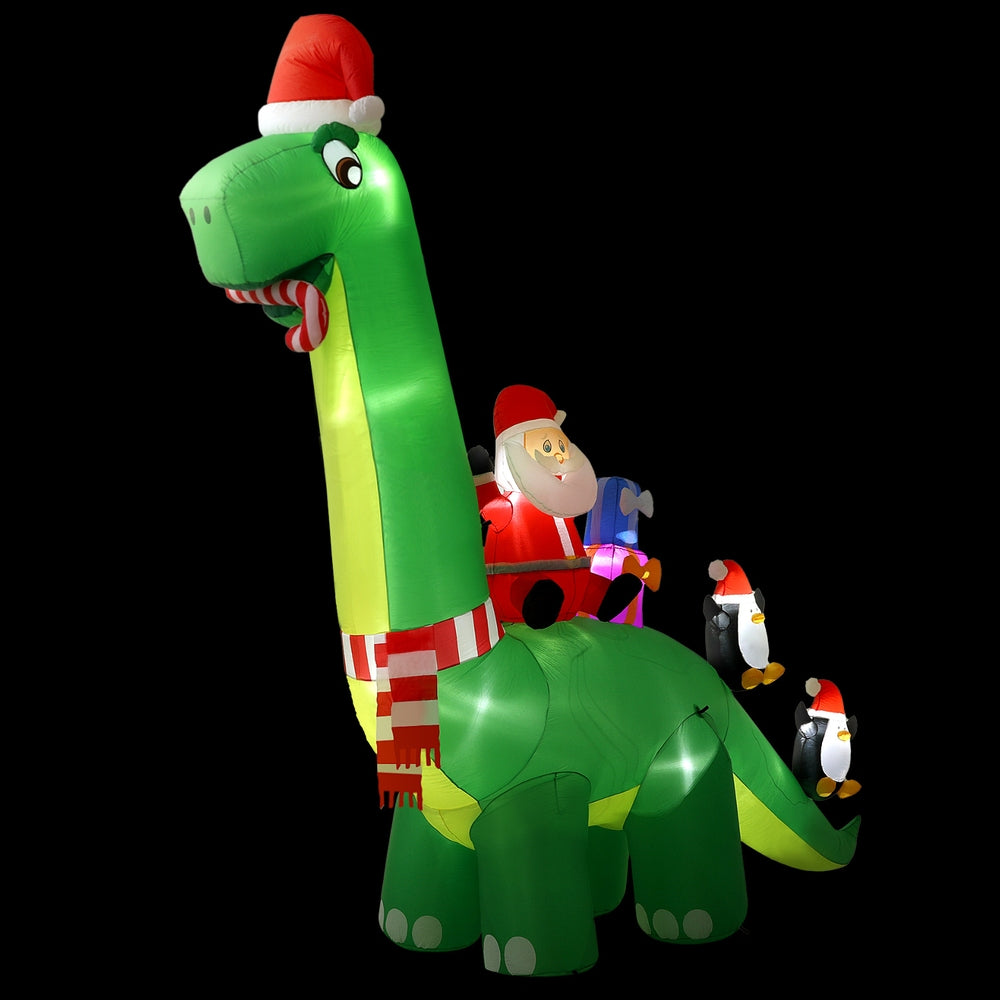 Jingle Jollys Christmas Inflatable Santa Dinosaur 3.8M Illuminated Decorations - ShopFrenzy
