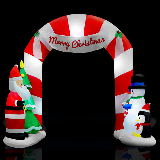 Jingle Jollys Christmas Inflatable Archwary Santa 3M Illuminated Decorations - ShopFrenzy