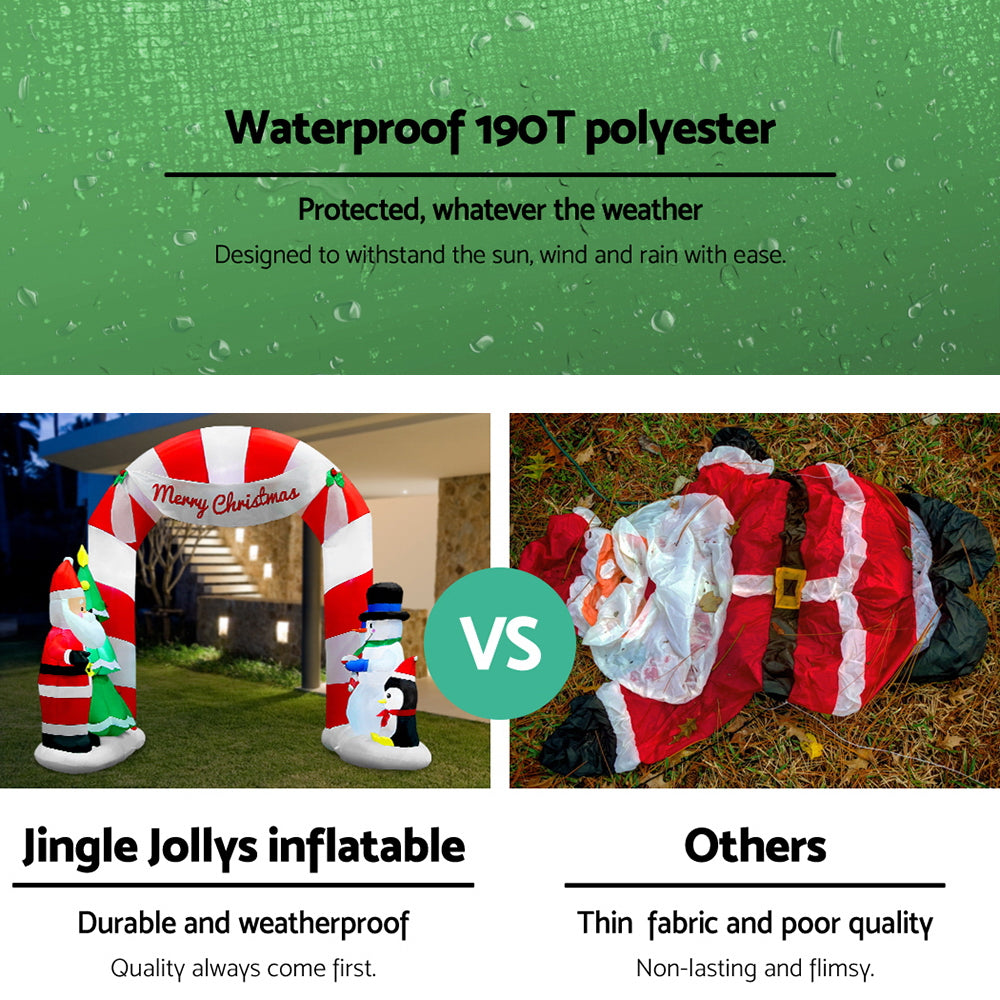 Jingle Jollys Christmas Inflatable Archwary Santa 3M Illuminated Decorations - ShopFrenzy