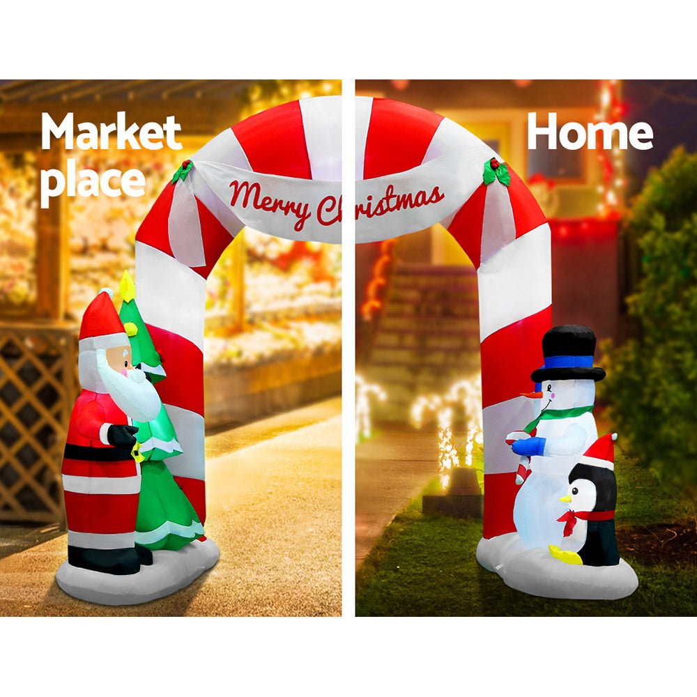 Jingle Jollys Christmas Inflatable Archwary Santa 3M Illuminated Decorations - ShopFrenzy