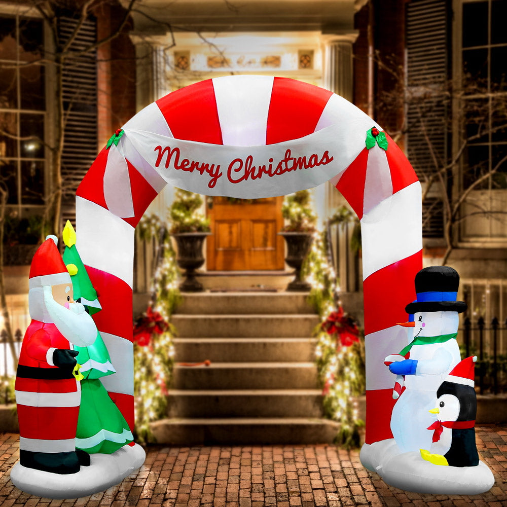 Jingle Jollys Christmas Inflatable Archwary Santa 3M Illuminated Decorations - ShopFrenzy