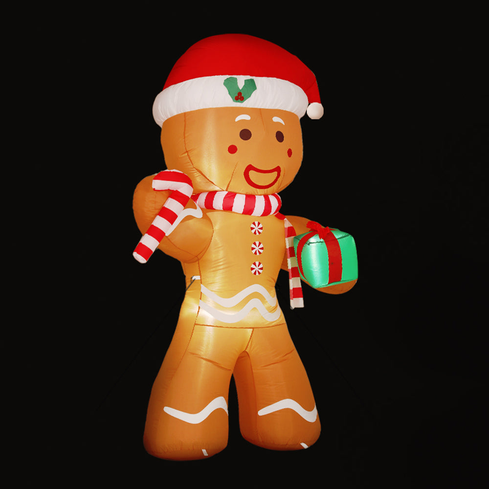 Jingle Jollys Christmas Inflatable Gingerbread Man 2.4M Illuminated Decorations - ShopFrenzy