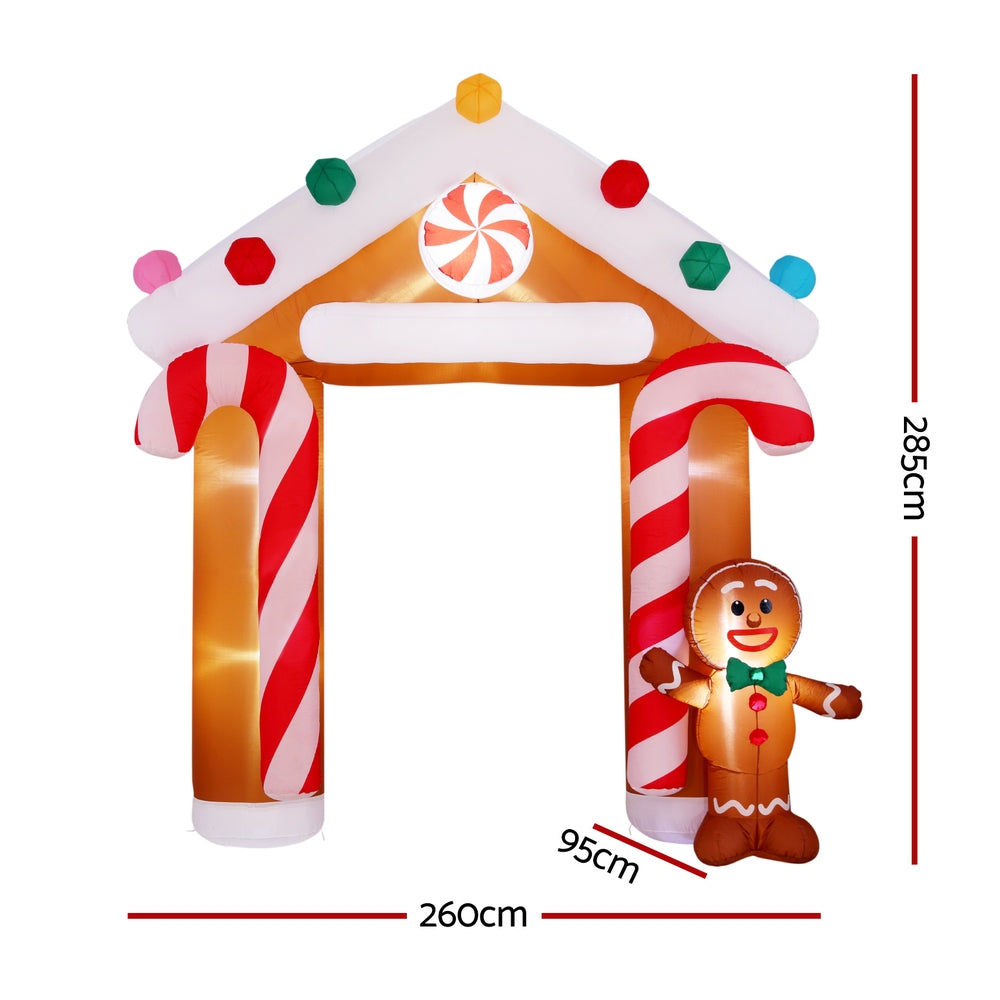 Jingle Jollys Christmas Inflatable Archwary Ginger 2.8M Illuminated Decorations - ShopFrenzy