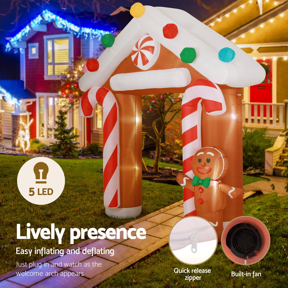 Jingle Jollys Christmas Inflatable Archwary Ginger 2.8M Illuminated Decorations - ShopFrenzy