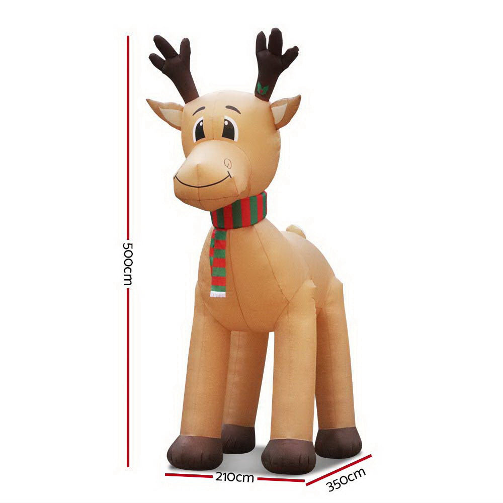 Jingle Jollys Christmas Inflatable Reindeer 5M Illuminated Decorations - ShopFrenzy