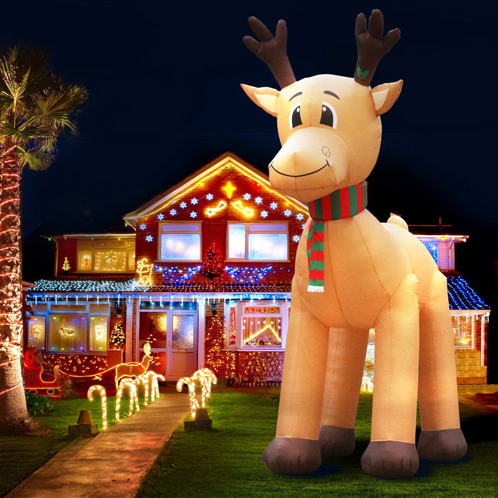 Jingle Jollys Christmas Inflatable Reindeer 5M Illuminated Decorations - ShopFrenzy