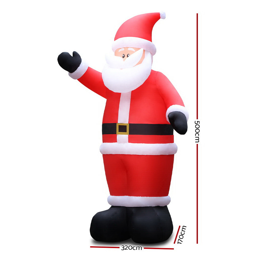 Jingle Jollys Christmas Inflatable Santa 5M Illuminated Decorations - ShopFrenzy