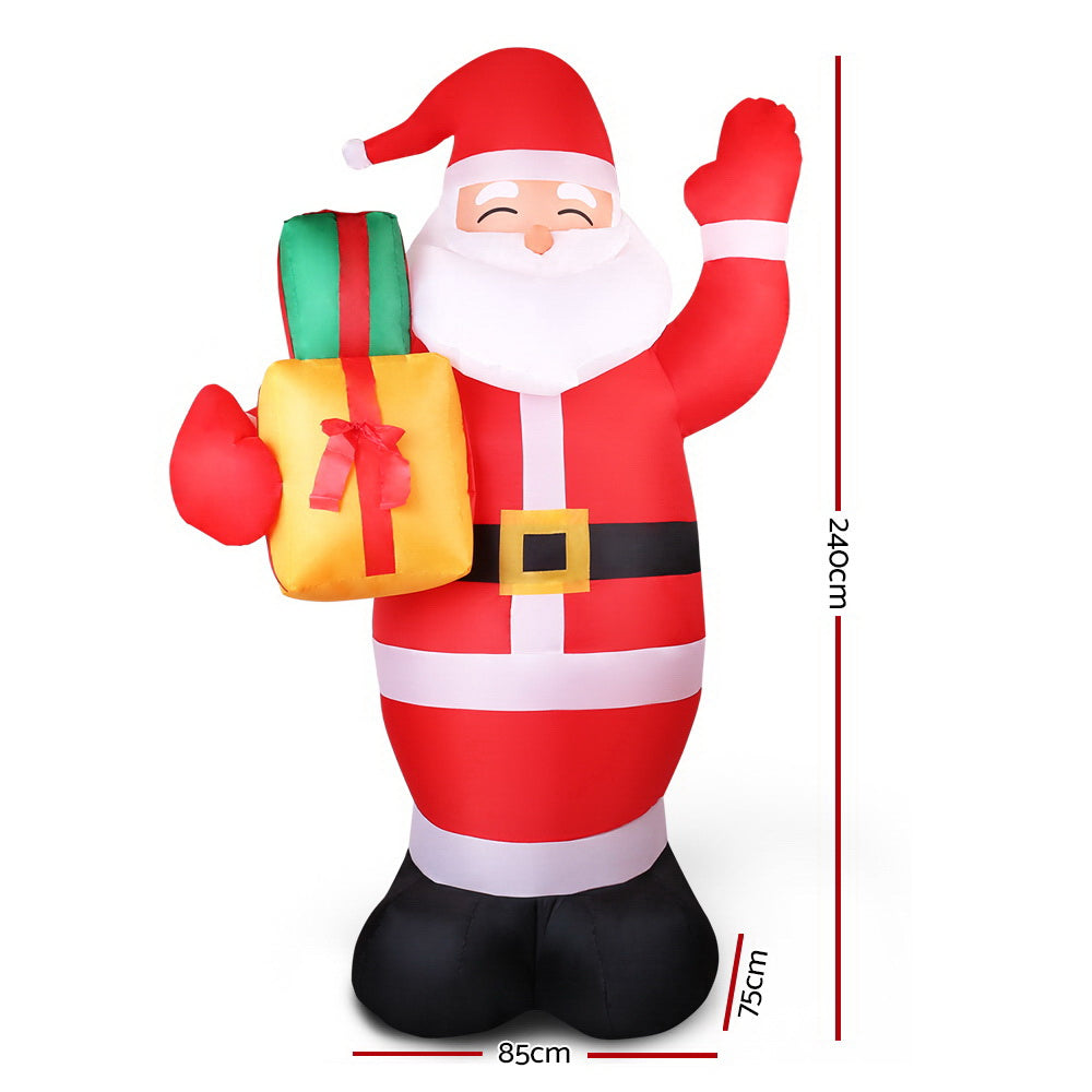 Jingle Jollys Christmas Inflatable Santa 2.4M Illuminated Decorations - ShopFrenzy