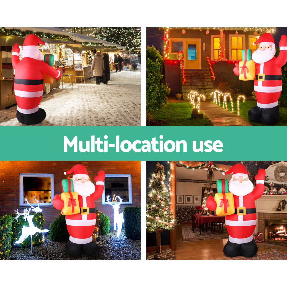 Jingle Jollys Christmas Inflatable Santa 2.4M Illuminated Decorations - ShopFrenzy