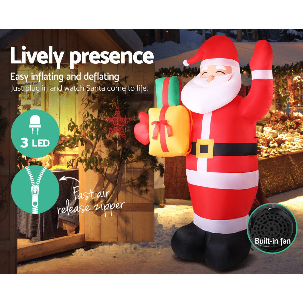 Jingle Jollys Christmas Inflatable Santa 2.4M Illuminated Decorations - ShopFrenzy
