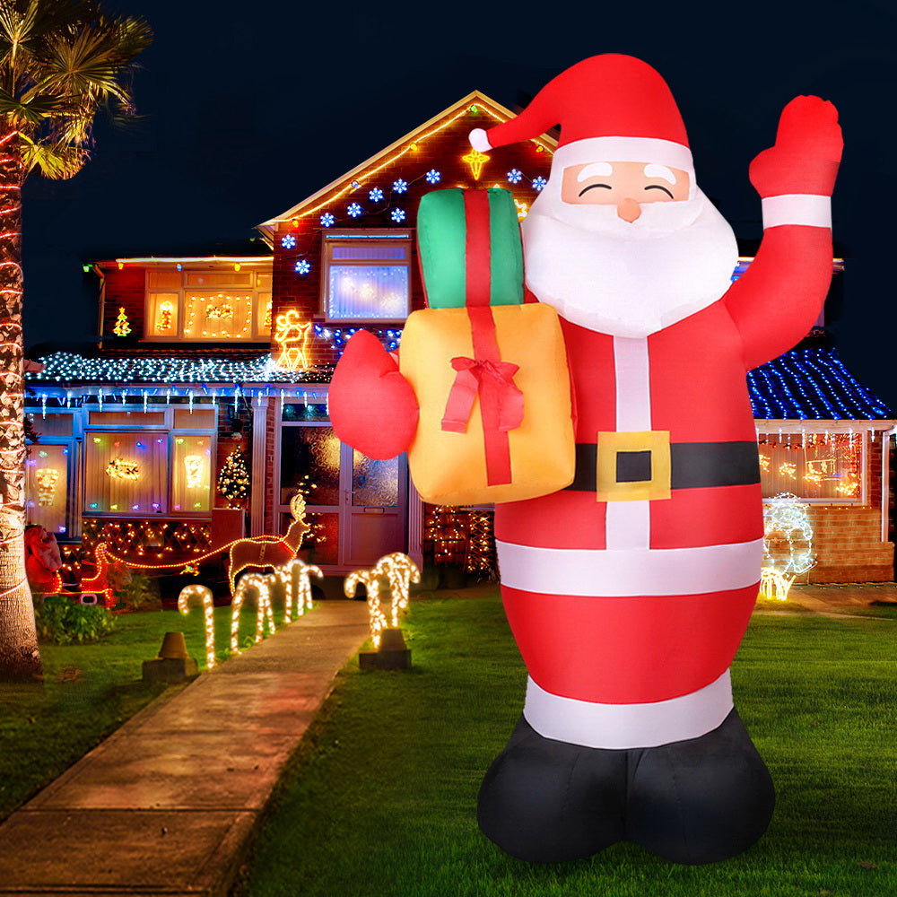 Jingle Jollys Christmas Inflatable Santa 2.4M Illuminated Decorations - ShopFrenzy