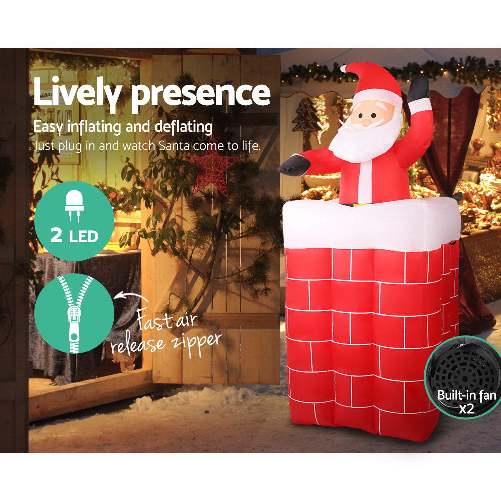 Jingle Jollys Christmas Inflatable Santa Pop Up 1.8M Illuminated Decorations - ShopFrenzy