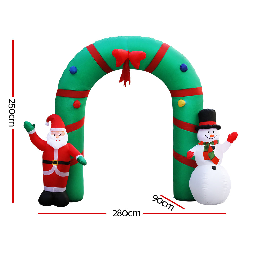 Jingle Jollys Christmas Inflatable Archwary 2.8M Illuminated Decorations - ShopFrenzy