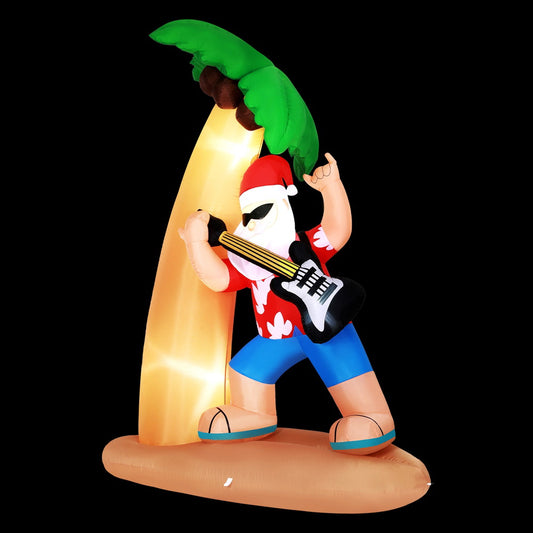 Jingle Jollys Christmas Inflatable Santa Guitar 2.1M Led Illuminated Decorations - ShopFrenzy