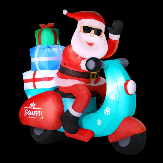 Jingle Jollys Christmas Inflatable Santa Motorbike LED Illuminated Decorations - ShopFrenzy