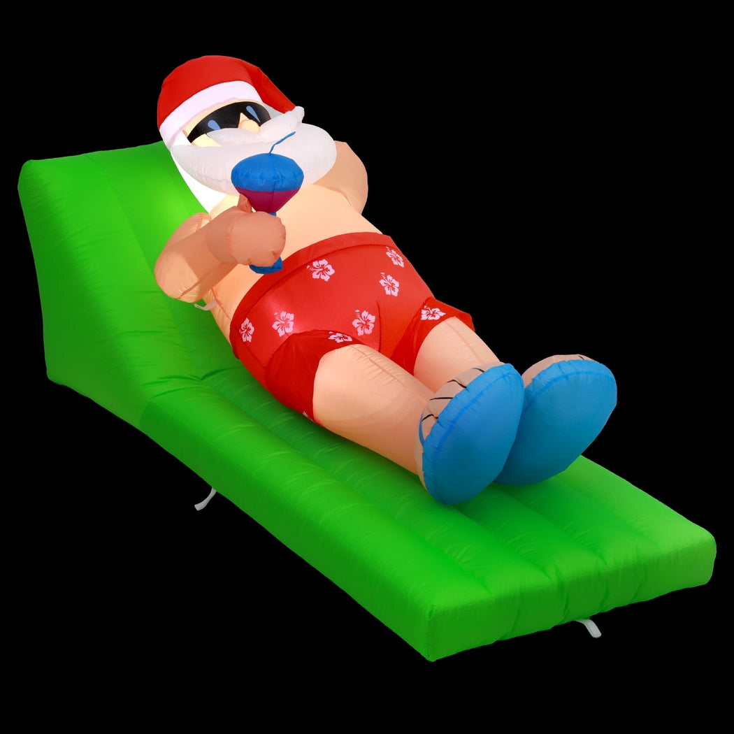 Jingle Jollys Christmas Inflatable Santa Bench 1.8M LED Illuminated Decorations - ShopFrenzy
