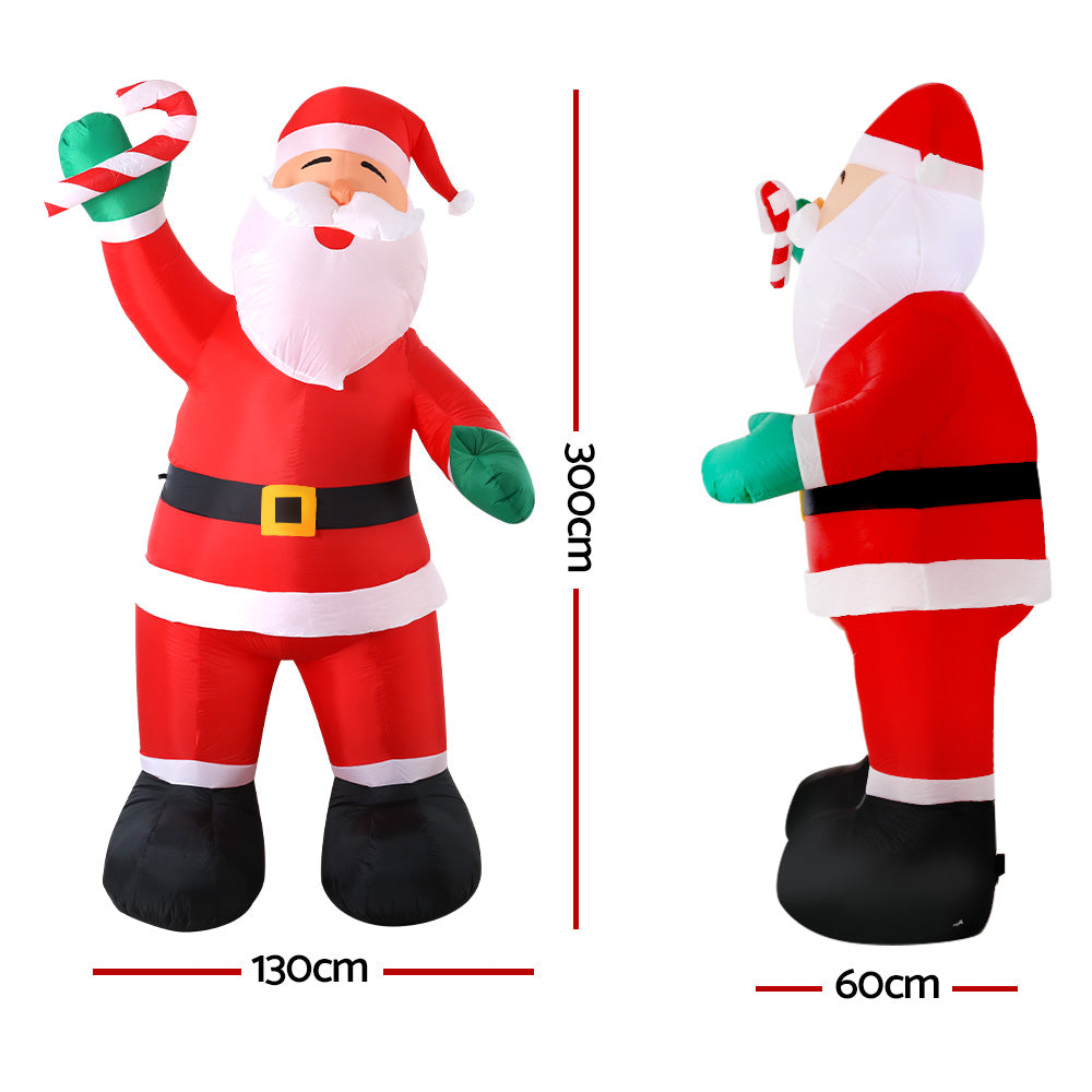Jingle Jollys Christmas Inflatable Santa 3M Illuminated Decorations - ShopFrenzy