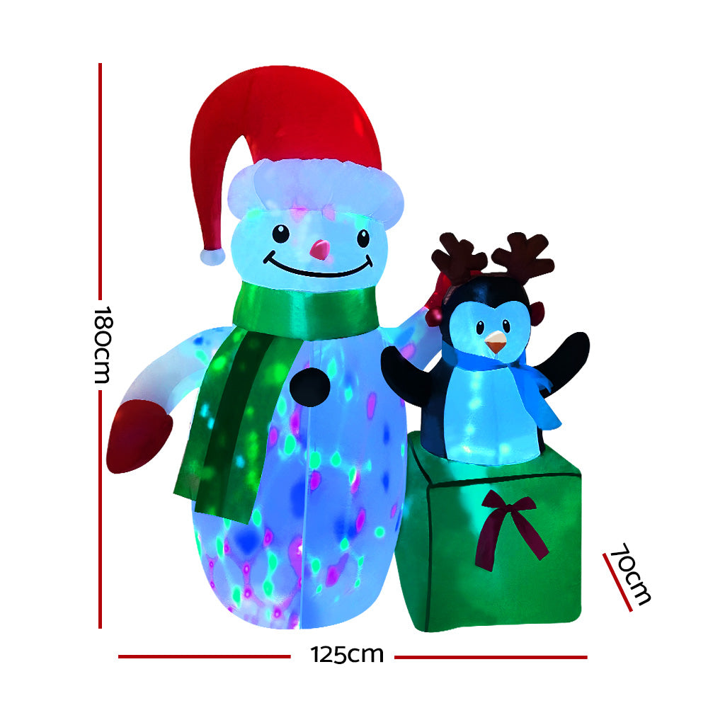 Jingle Jollys Christmas Inflatable Snowman 1.8M Illuminated Decorations - ShopFrenzy
