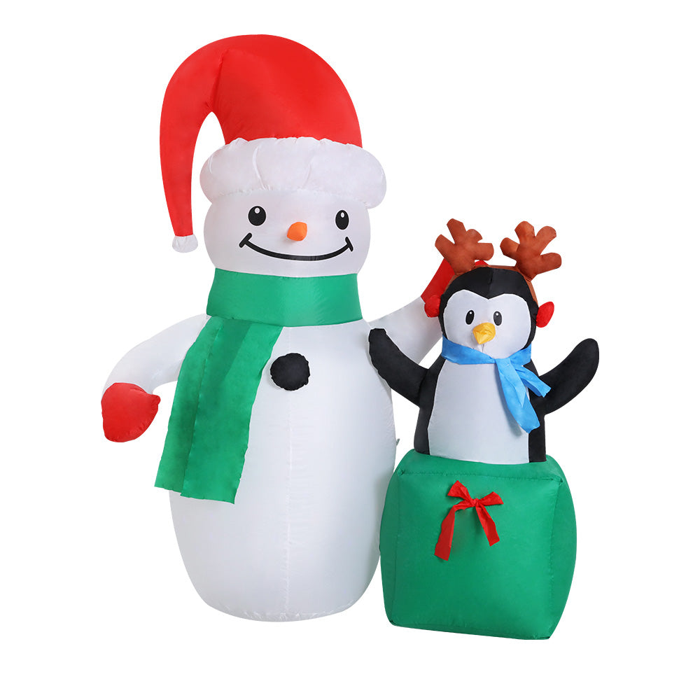 Jingle Jollys Christmas Inflatable Snowman 1.8M Illuminated Decorations - ShopFrenzy