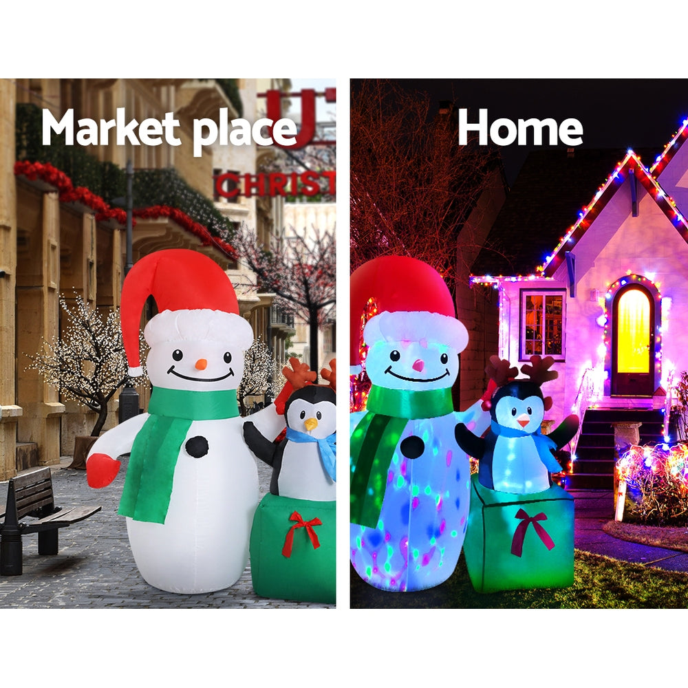 Jingle Jollys Christmas Inflatable Snowman 1.8M Illuminated Decorations - ShopFrenzy