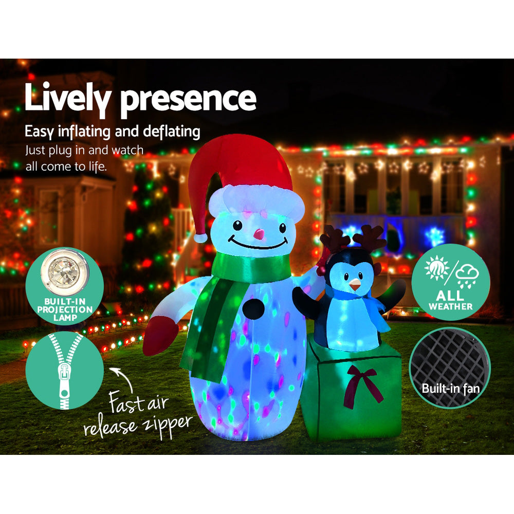 Jingle Jollys Christmas Inflatable Snowman 1.8M Illuminated Decorations - ShopFrenzy