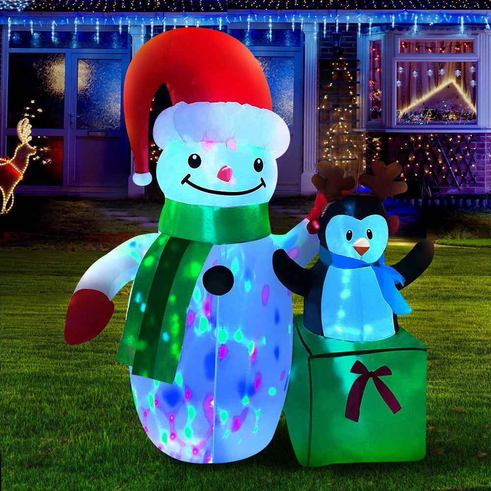 Jingle Jollys Christmas Inflatable Snowman 1.8M Illuminated Decorations - ShopFrenzy