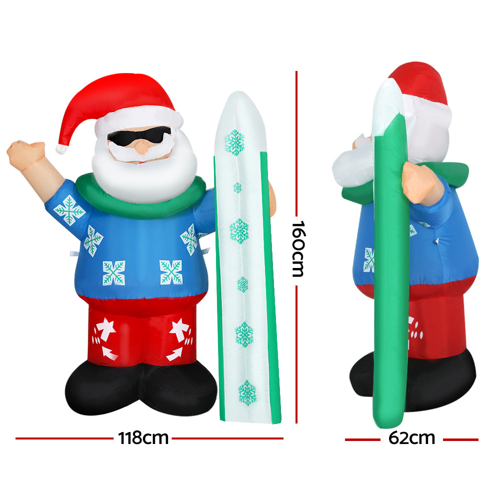 Jingle Jollys Christmas Inflatable Santa 1.6M Illuminated Decorations - ShopFrenzy