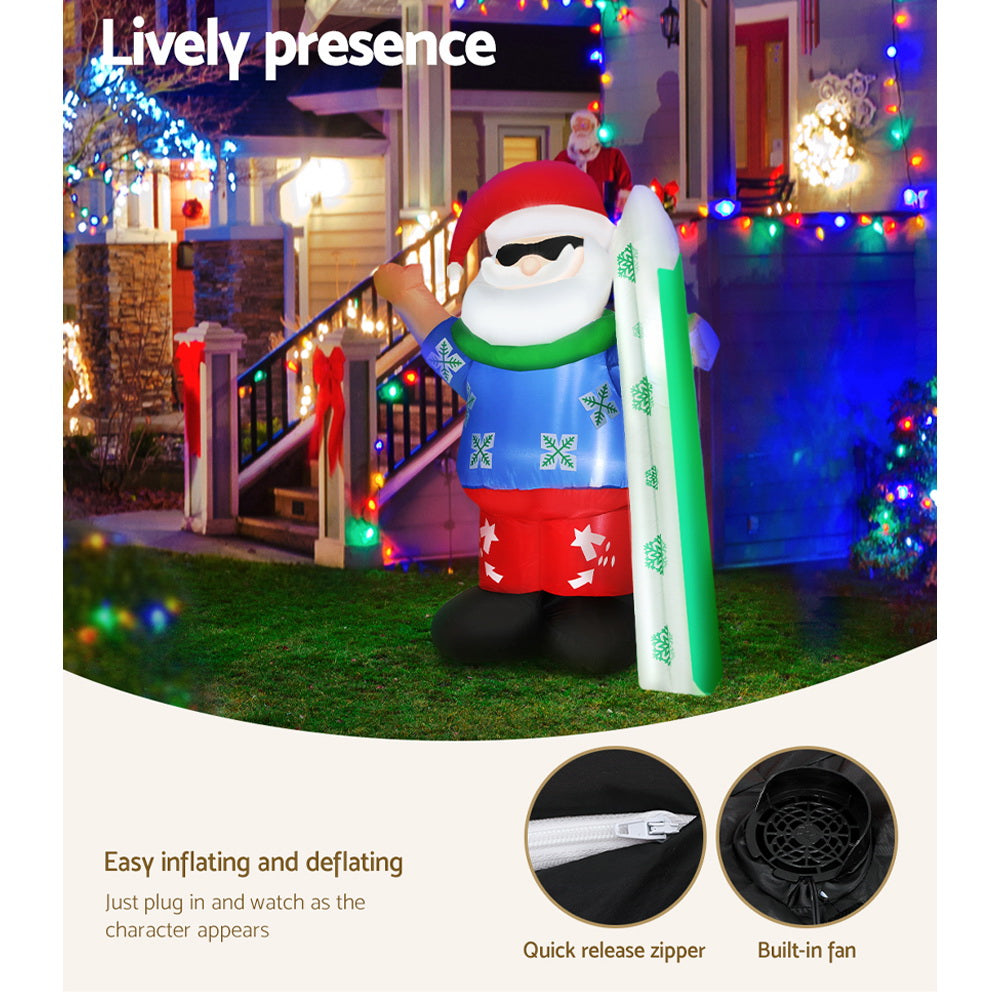 Jingle Jollys Christmas Inflatable Santa 1.6M Illuminated Decorations - ShopFrenzy