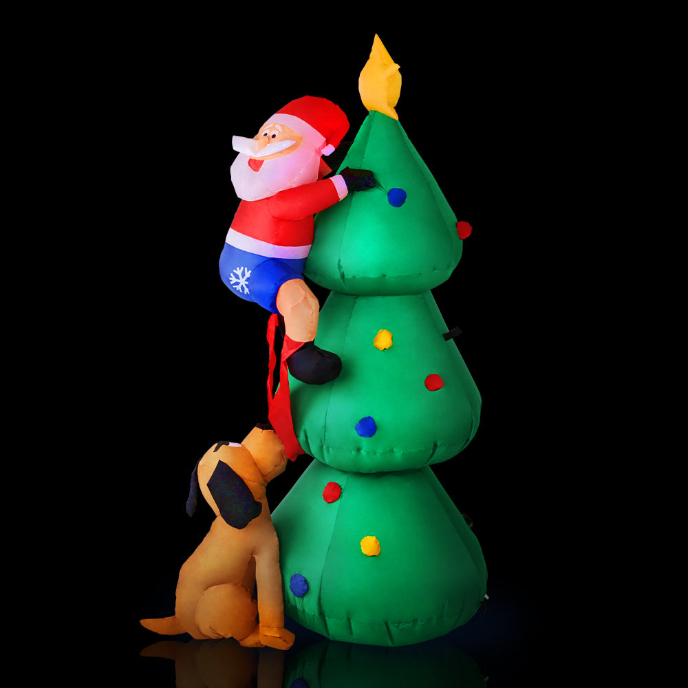 Jingle Jollys Christmas Inflatable Santa Tree 1.8M Illuminated Decorations - ShopFrenzy