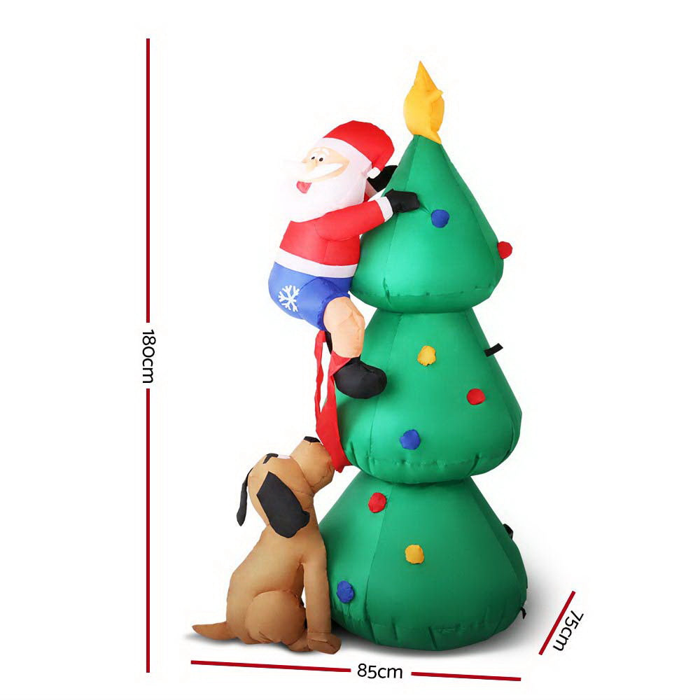 Jingle Jollys Christmas Inflatable Santa Tree 1.8M Illuminated Decorations - ShopFrenzy