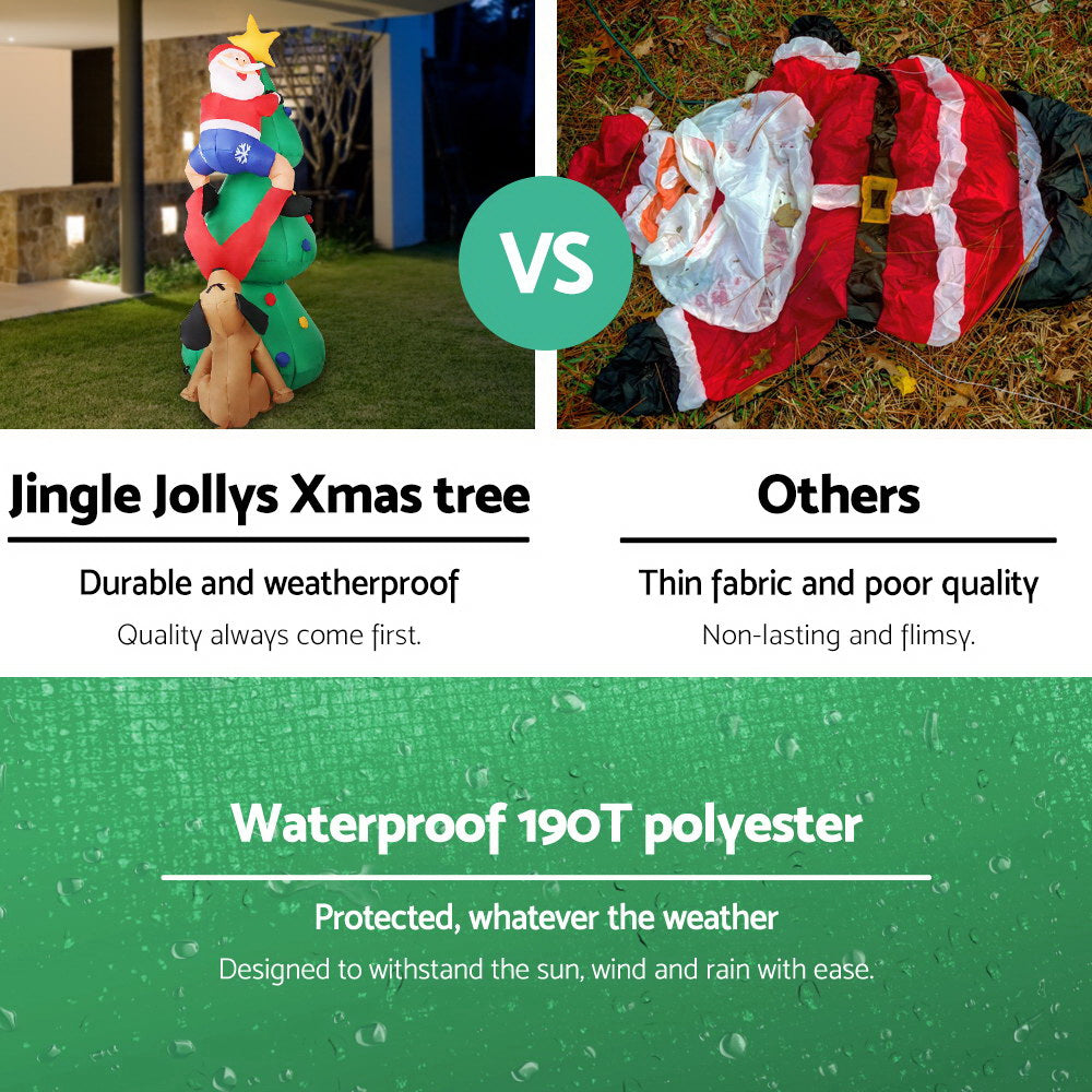Jingle Jollys Christmas Inflatable Santa Tree 1.8M Illuminated Decorations - ShopFrenzy