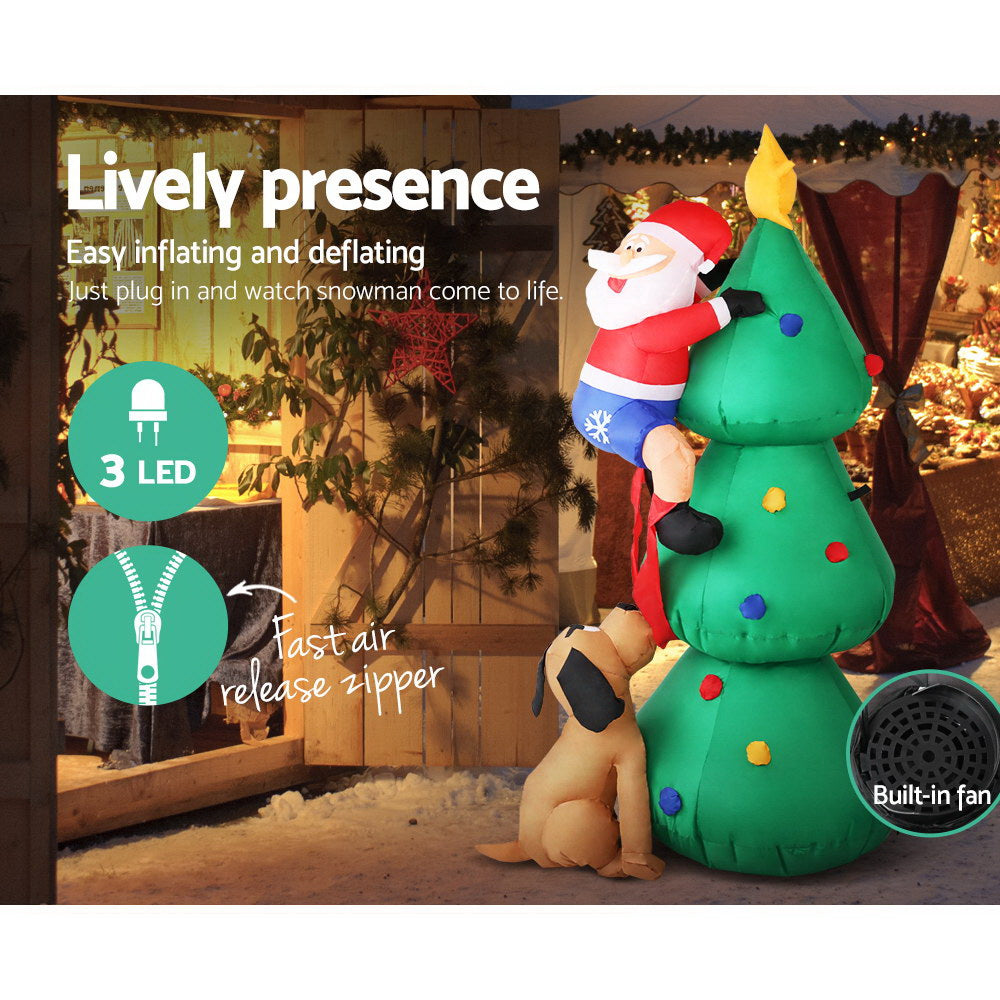 Jingle Jollys Christmas Inflatable Santa Tree 1.8M Illuminated Decorations - ShopFrenzy