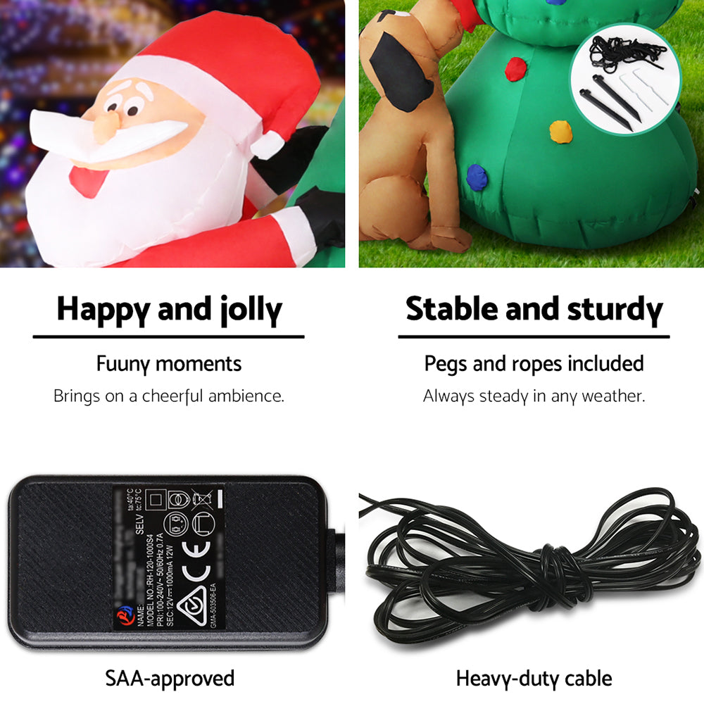 Jingle Jollys Christmas Inflatable Santa Tree 1.8M Illuminated Decorations - ShopFrenzy