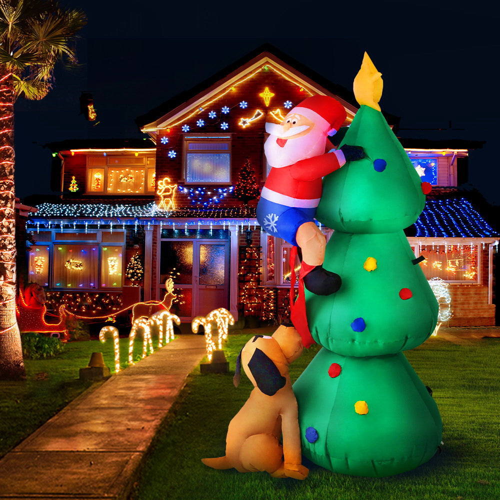 Jingle Jollys Christmas Inflatable Santa Tree 1.8M Illuminated Decorations - ShopFrenzy