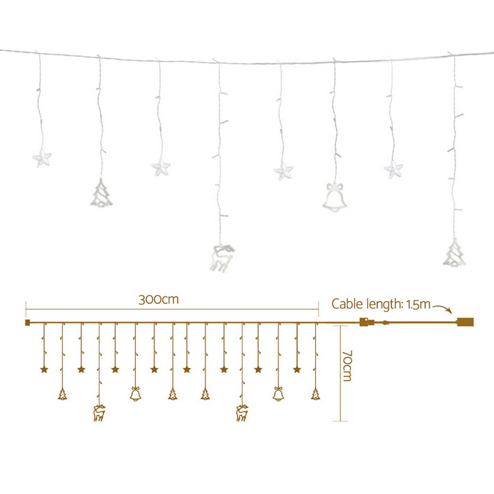 138 LED 3M Christmas Lights Icicle Light Warm White Jingle Jollys - ShopFrenzy