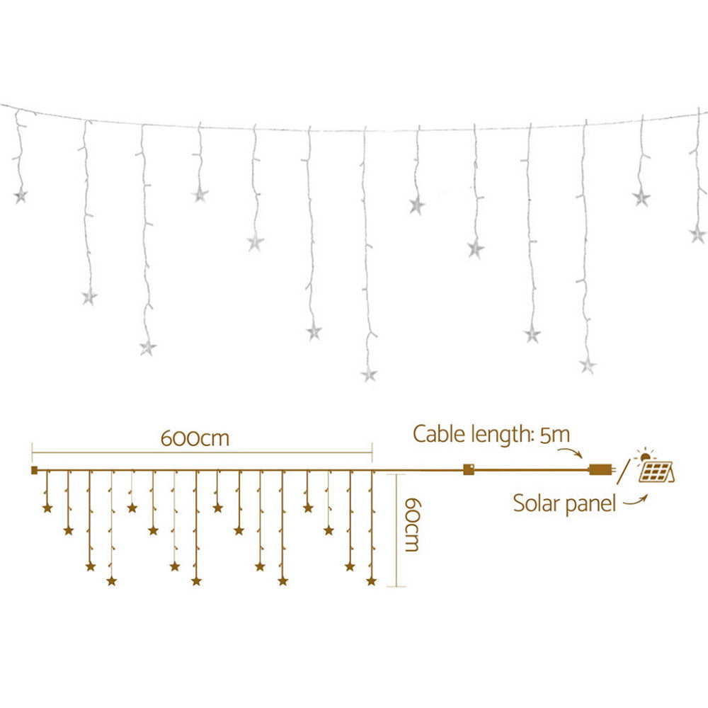 160 LED 6M Christmas Lights Icicle Light Solar Warm Jingle Jollys - ShopFrenzy