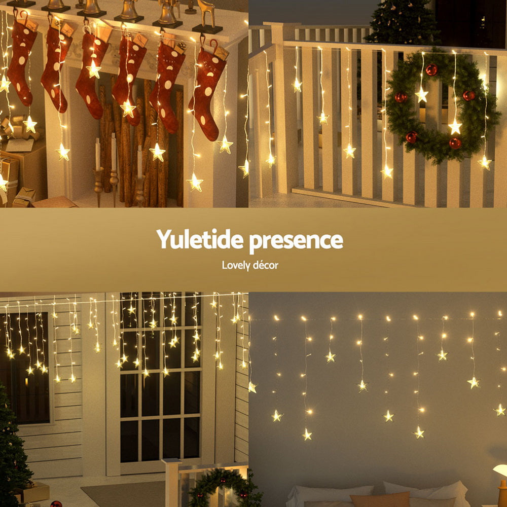 160 LED 6M Christmas Lights Icicle Light Solar Warm Jingle Jollys - ShopFrenzy