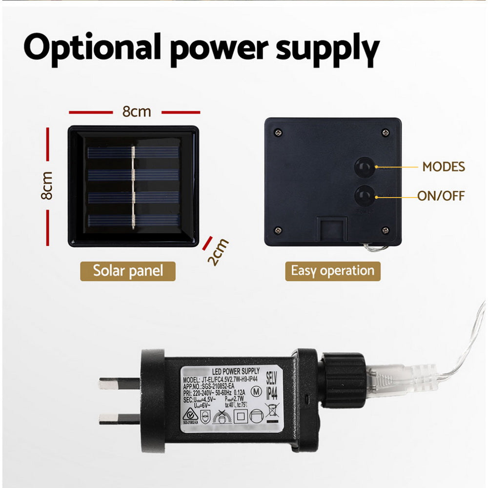 160 LED 6M Christmas Lights Icicle Light Solar Warm Jingle Jollys - ShopFrenzy