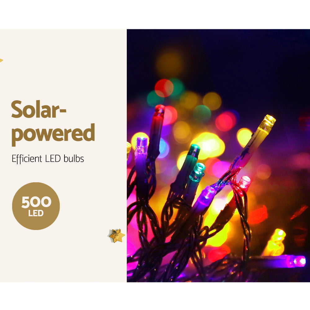 12.5M Christmas Lights Solar Icicle String Light Multi Colour Jingle Jollys - ShopFrenzy