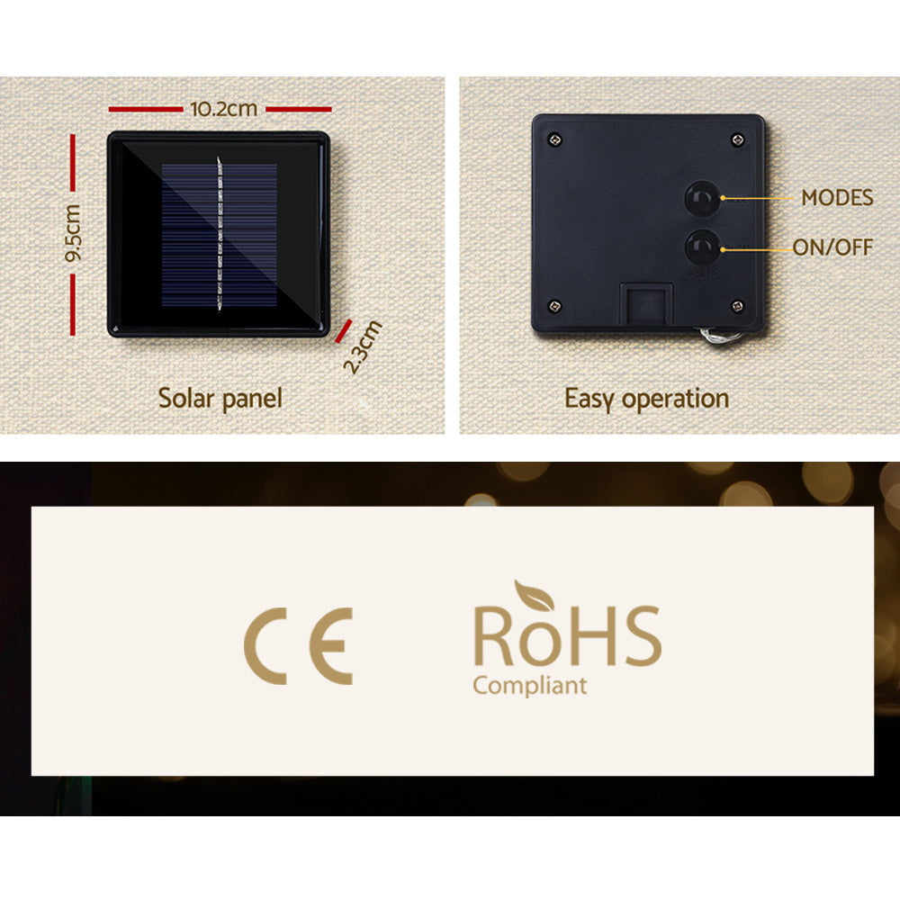 12.5M Christmas Lights Solar Icicle String Light Warm White Jingle Jollys - ShopFrenzy