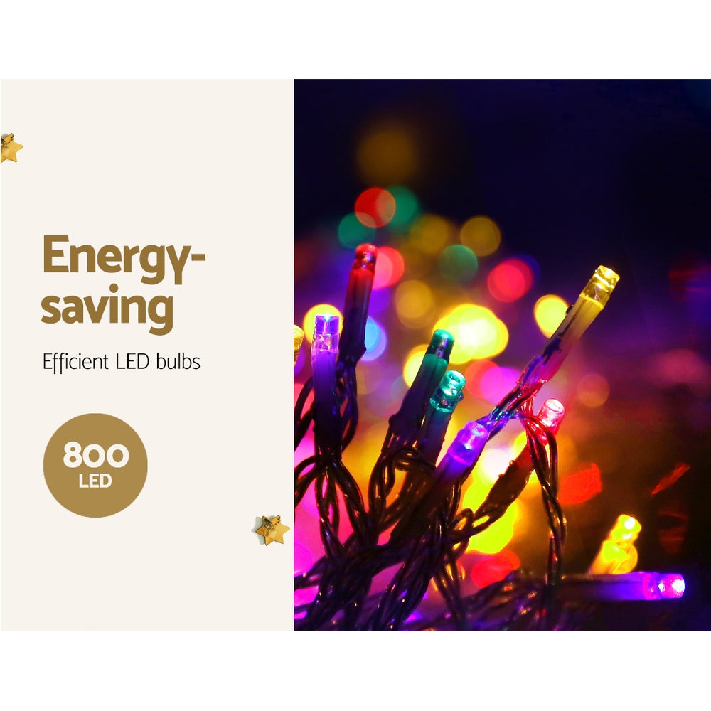 20M Christmas Lights Icicle Light 800 LED Multi-coloured Jingle Jollys - ShopFrenzy