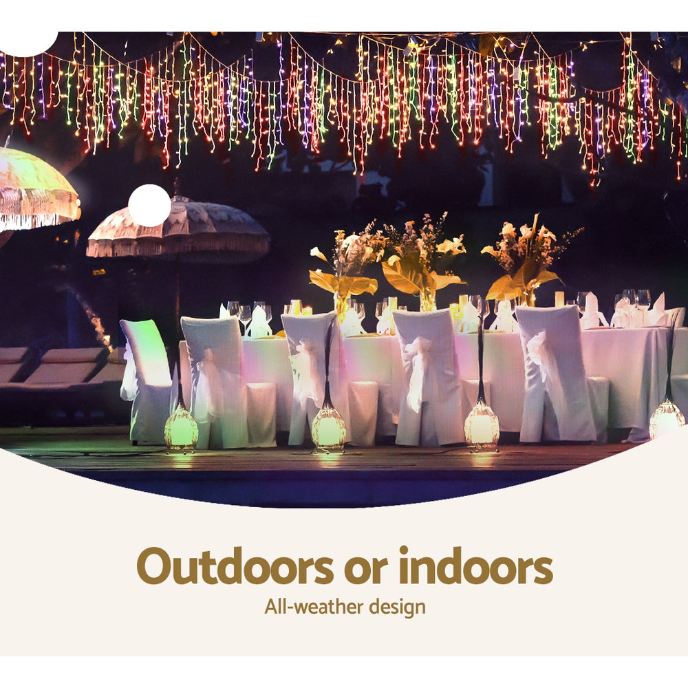 20M Christmas Lights Icicle Light 800 LED Multi-coloured Jingle Jollys - ShopFrenzy