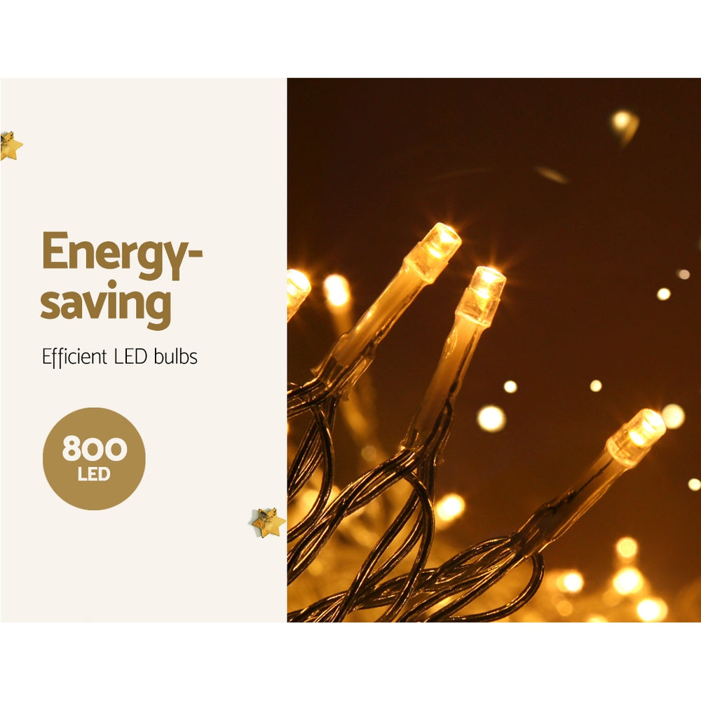 20M Christmas Lights Icicle Light 800 LED Warm White Decor Jingle Jollys - ShopFrenzy