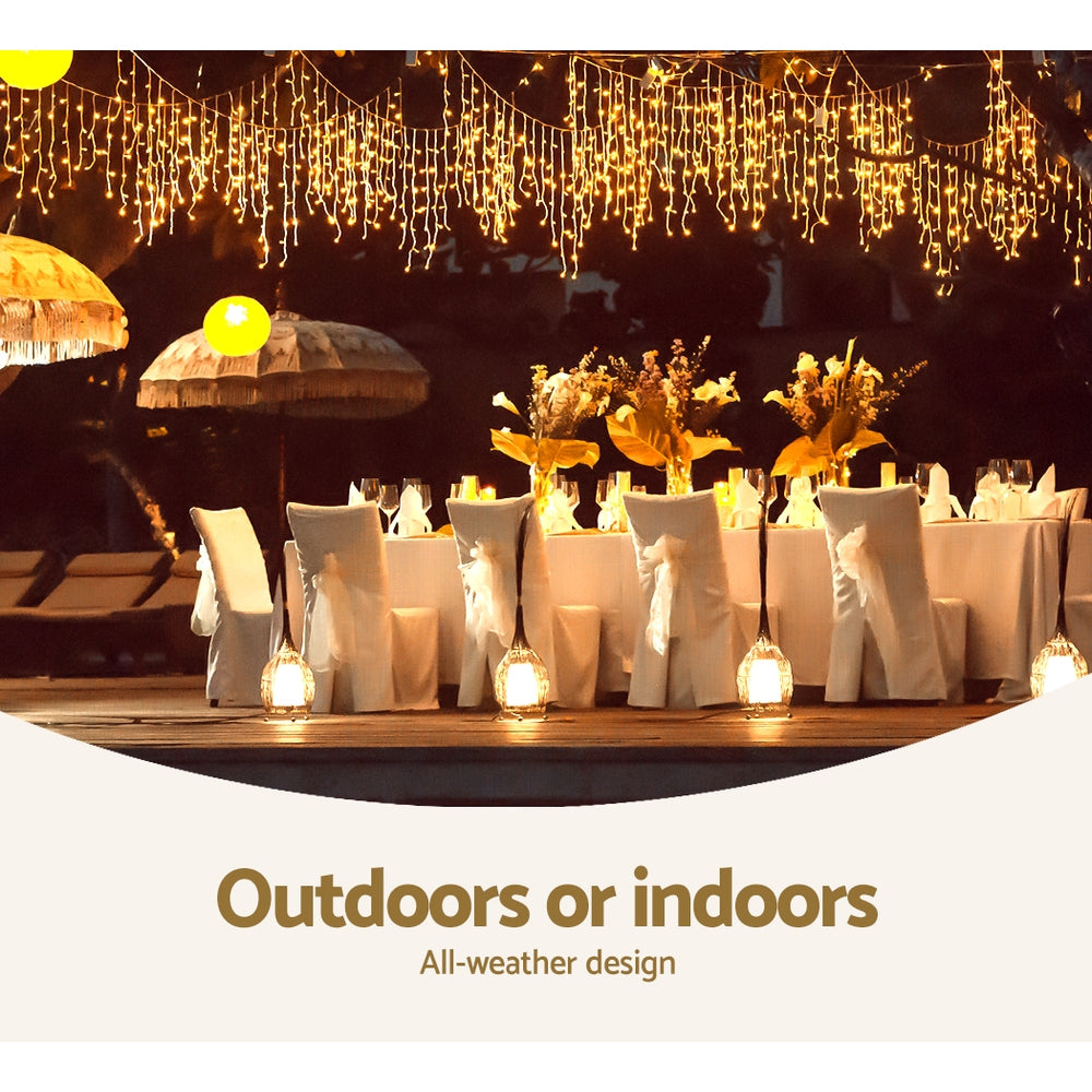 20M Christmas Lights Icicle Light 800 LED Warm White Decor Jingle Jollys - ShopFrenzy