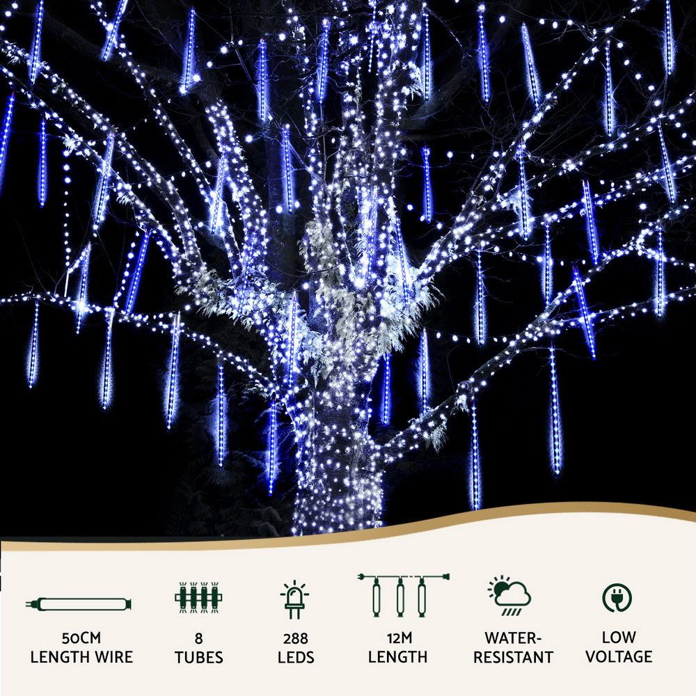 288 LED 7M Christmas Lights Icicle Light Falling Metor Jingle Jollys - ShopFrenzy