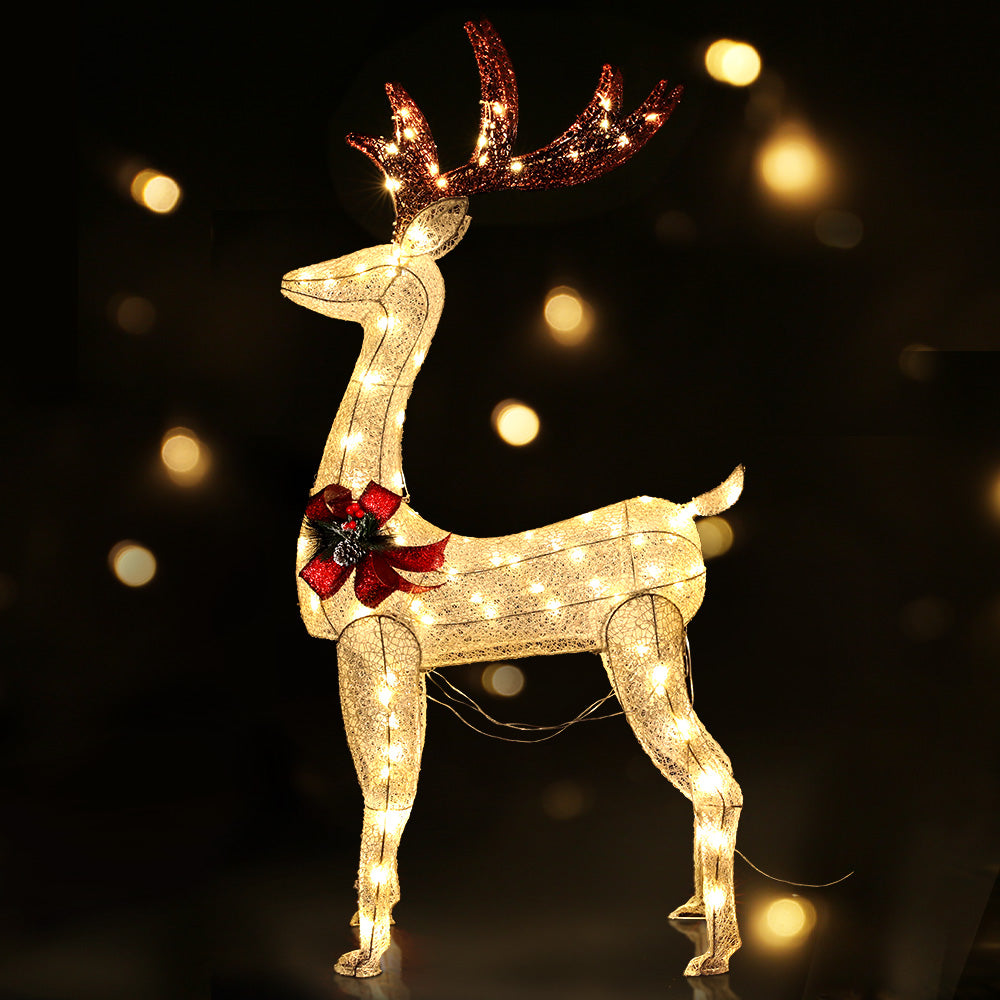 1.5M Christmas Lights Reindeer 100 LED Decorations Jingle Jollys - ShopFrenzy