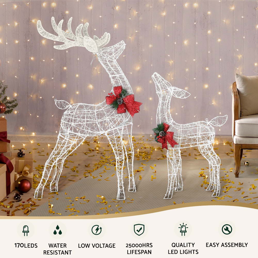 2 PCS Christmas Lights 170 LED Fairy Light Reindeer Decorations Jingle Jollys - ShopFrenzy